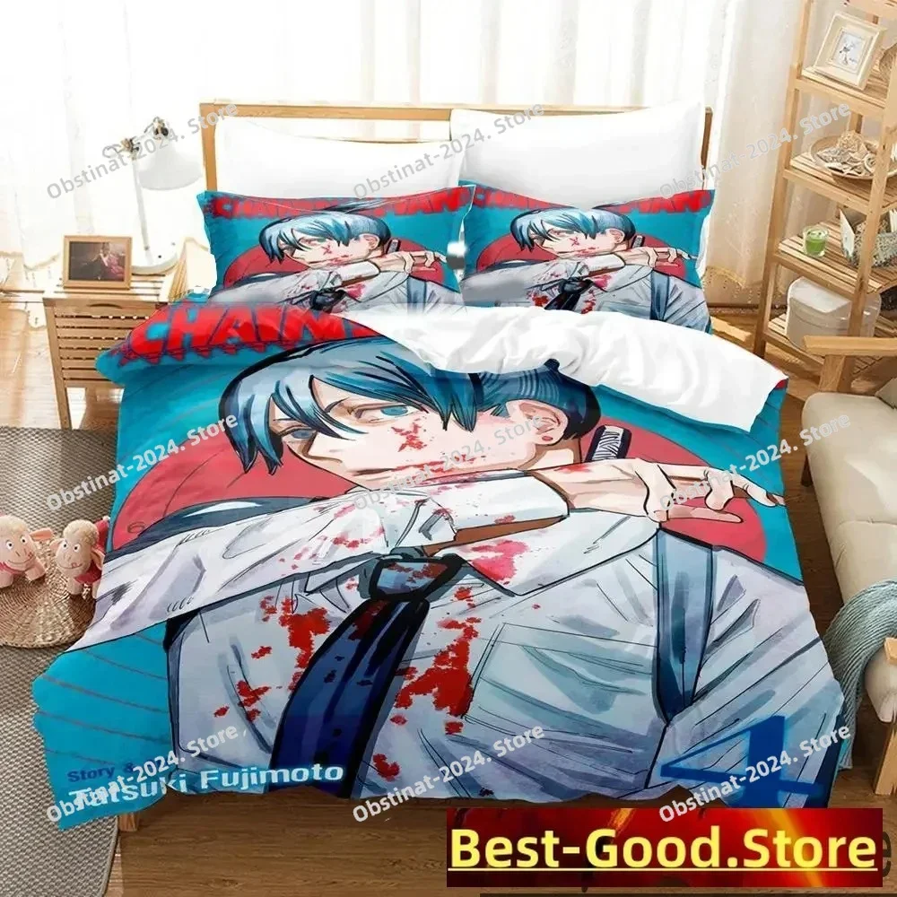 

New Anime Chainsaw Man Bedding Set Printed single Comforter Quilt Bed Cover Duvet Cover Pillow Case 3 Pieces Set Kids Adult Size