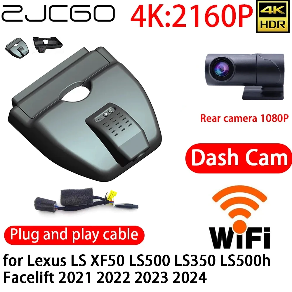 ZJCGO 4K DVR Dash Cam Wifi Front Rear Camera 24h Monitor for Lexus LS XF50 LS500 LS350 LS500h Facelift 2021 2022 2023 2024