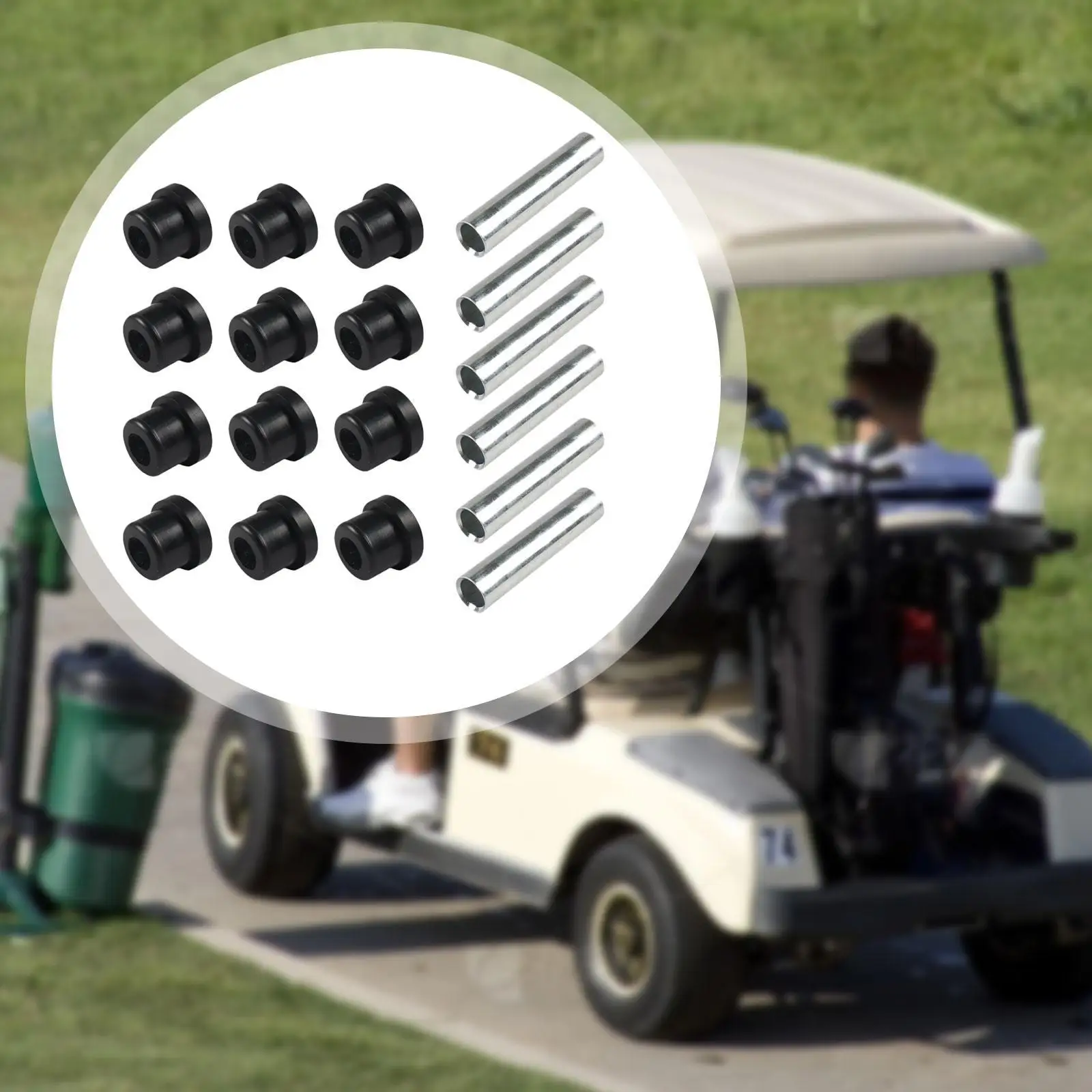 

Rear Leaf Spring Bushing Sleeves Kit Metal Rubber Bushings Replacement Parts for Golf Cart Suspension for 70289-G01 70289-G02