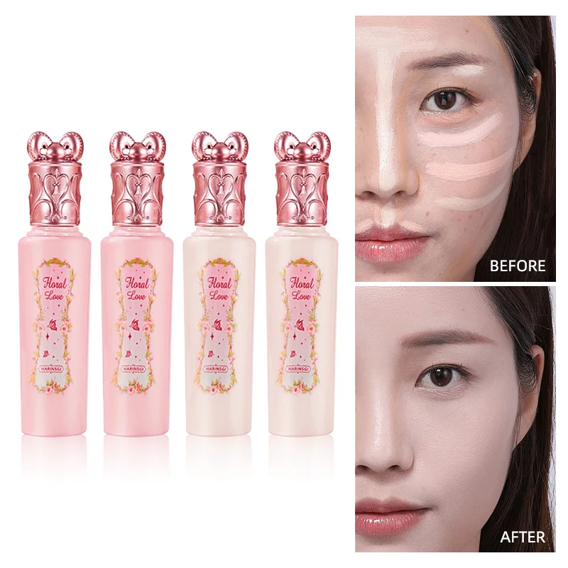 Corrector iluminador Hua Yin Ji, un aspecto rosa tierno de una chica de piel clara, maquillaje nude natural y un aspecto natural