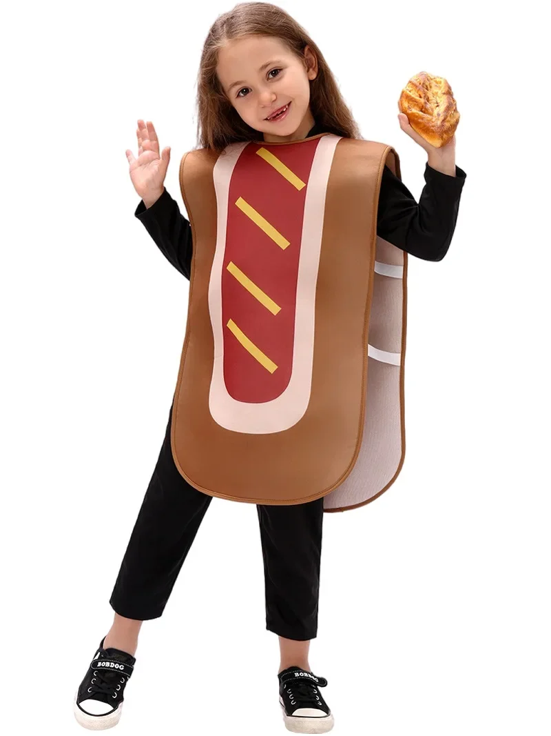 Children's Costume Kids Food Funny Costume for Carnival Girls Hot Dog Cosplay Stage Performance Halloween Sausage Costumes