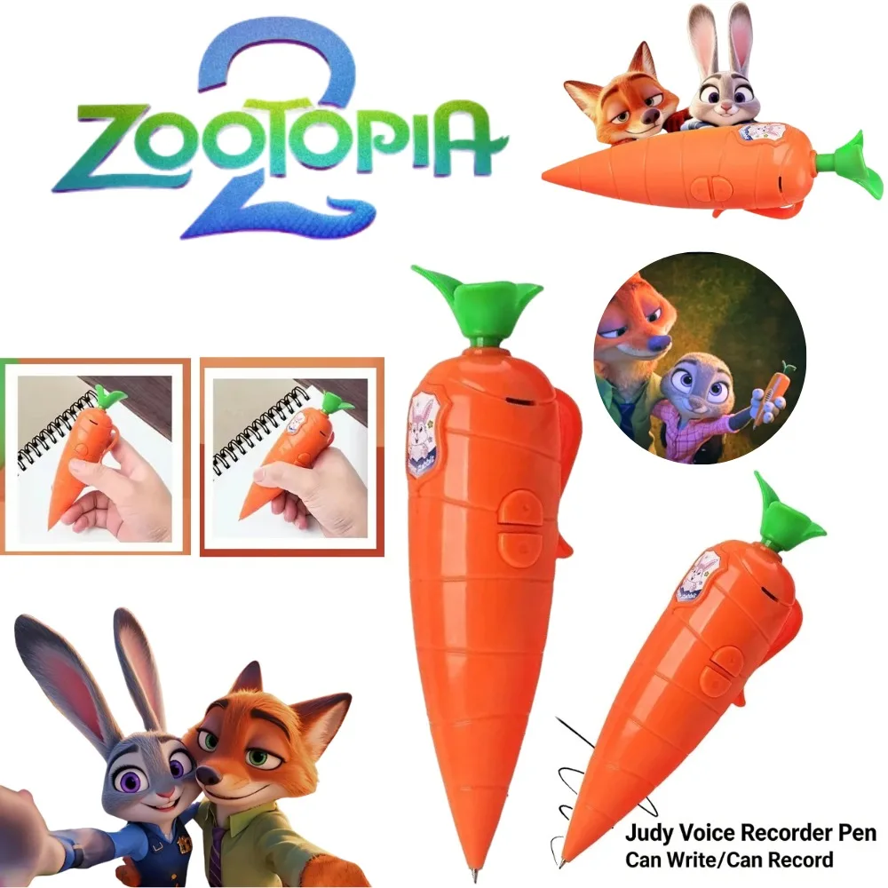 Zootopia جودي هوبس الجزرة قلم تسجيل صوتي مع وظيفة تسجيل الصوت الحقيقي لطيف الكرتون الظهر الجدة القرطاسية الهدايا ﻿