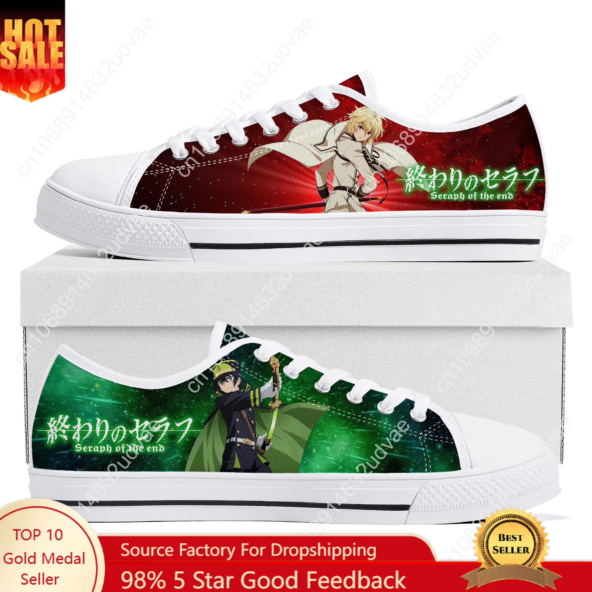 

Seraph of The End Sneakers Low Top Shoes Men Women Teenager Canvas High Quality Sneaker Custom Made Shoes Customize Shoe White