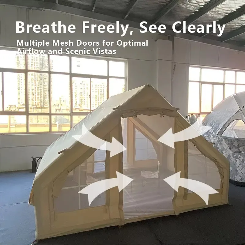 Luxury Portable Blowup Houses Inflatable Tent Camping High-Density Waterproof Cotton Canvas Tente Gonflable Air Tents