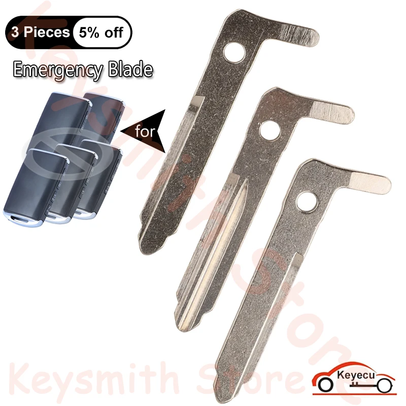 KEYECU Uncut Insert Emergency Key Blade for Mazda 2 3 5 6 MX-5 CX-5 CX-7 CX-9 RX-8 CX-30 2019 2020 2021 2022 2023 Smart Card Key