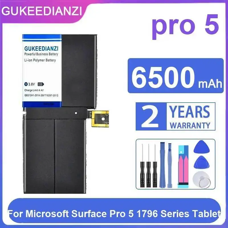 

Аккумулятор 6500 мАч для Microsoft Surface Pro 5 1796, Pro 6 1807 1809 12.3 Series G3HTA038H DYNM02, безопасный, долговечный, для планшетов