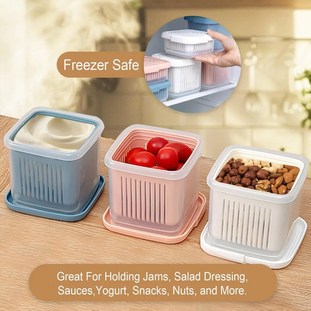 1pc Berry Keeper Box, Reusable Fruit Container with Removable Drainer, Fridge Fresh Produce Saver, Stackable, Dishwasher Safe