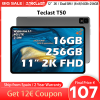 Teclast T50 11 inch 2000x1200 Android 13 Tablet UNISOC T616 8 Core (8GB+8GB Expansion)Max.16GB RAM 256GB ROM 4G LTE Dual SIM Type C 7500mAh Support Widevine L1