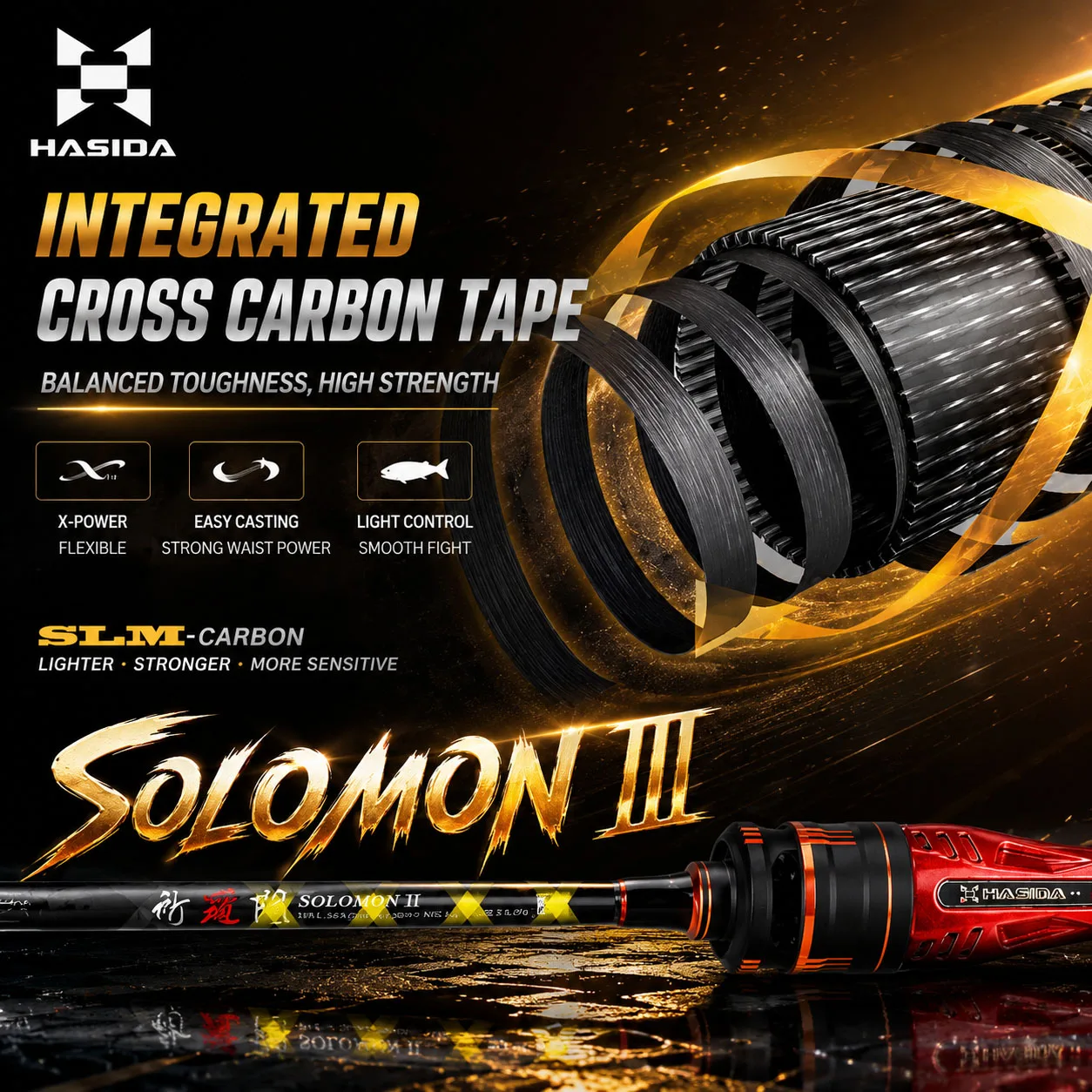HASIDA Solomon II BFS Rod Full Carbon Light AA Cork Handle Hollow Reel Seat DKK SIC Guide Ring Spinning/Casting 2Section UL/L