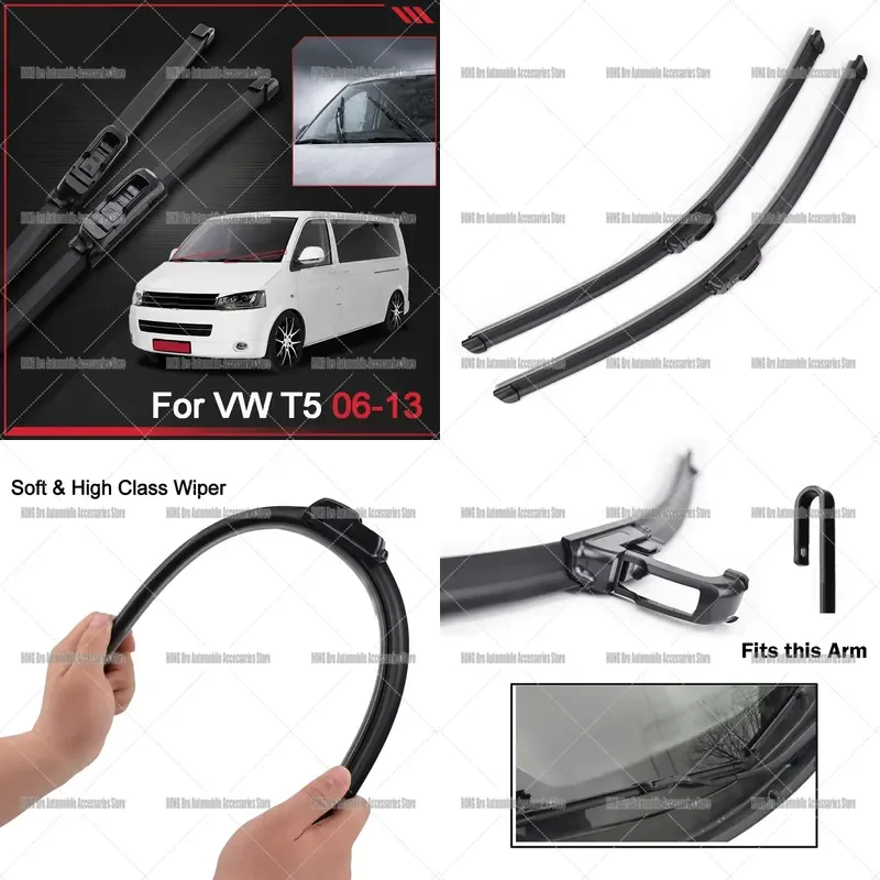 For VW Transporter T5 Multivan California Caravelle 2007-2012 Front Windshield Wiper Blades Set Auto Accessories Replacement