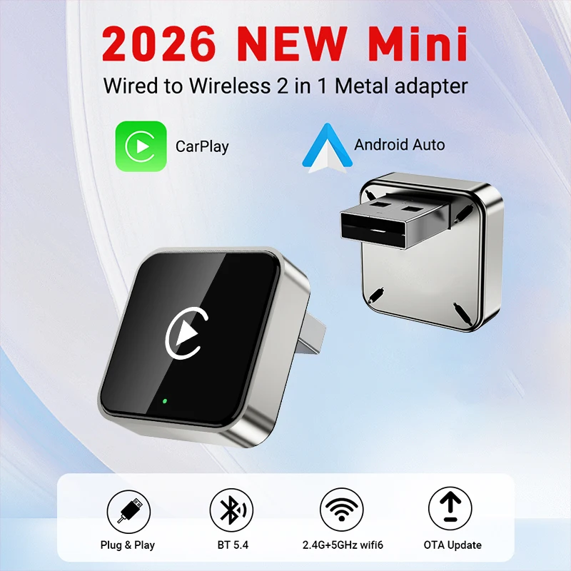 

XUDA НОВЫЙ адаптер CarPlay 2-в-1 (проводной/беспроводной), донгл Android Auto, высококачественный автомобильный аксессуар, смарт-бокс с Wi-Fi 5 ГГц, Type-C/USB