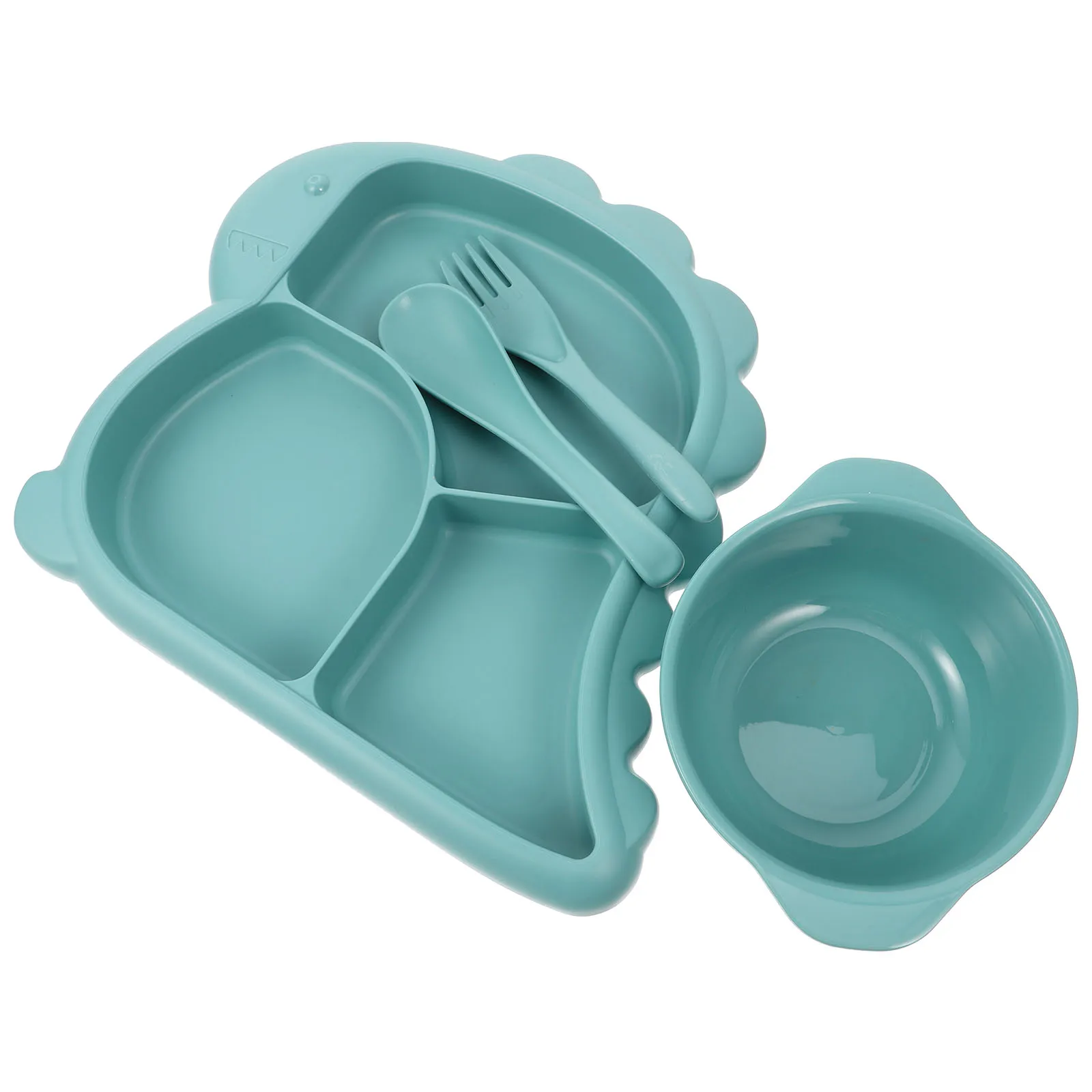 

Toddler Divided Plate Kids Dinosaur Bowl Set Children Cutlery PP Plastic Blue Baby Feeding Plates Tableware Durability Smooth