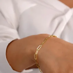 Tiny Paper Clip Bracelet 15/18cm Length Link Paperclip Bracelets Woman No Tarnish No Fade Jewelry Classical Girls Accessories