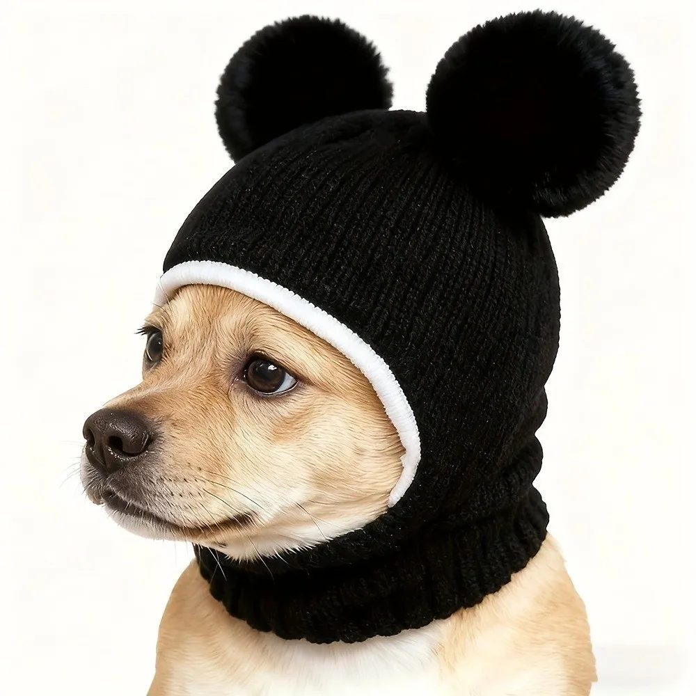 Ear Flaps Windproof Pet Knitted Hat Soft Comfortable Pet Headwear Anti-Freeze Handmade Cat Knit Cap Outdoor