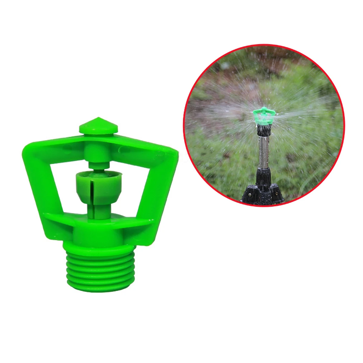 

1/2" Male Thread Rain-Shaped Rotating Micro Nozzle Plastic Green Garden Lawn Greenhouse Irrigation Water Sprinkler Head 10Pcs