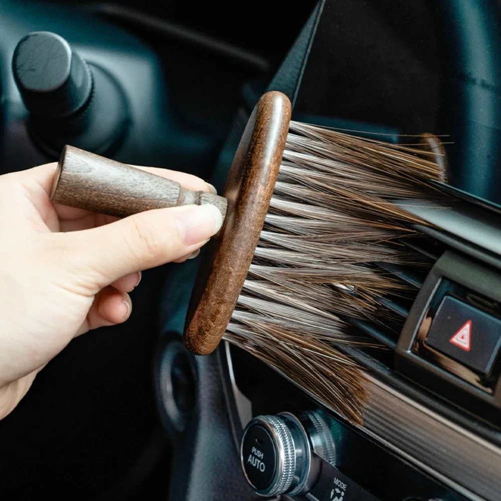 Walnut Wood Soft Dust Brush Multi-functional Cleaning Brush for Coffee Station, Car Vent, Keyboard & Home Gap Cleaning