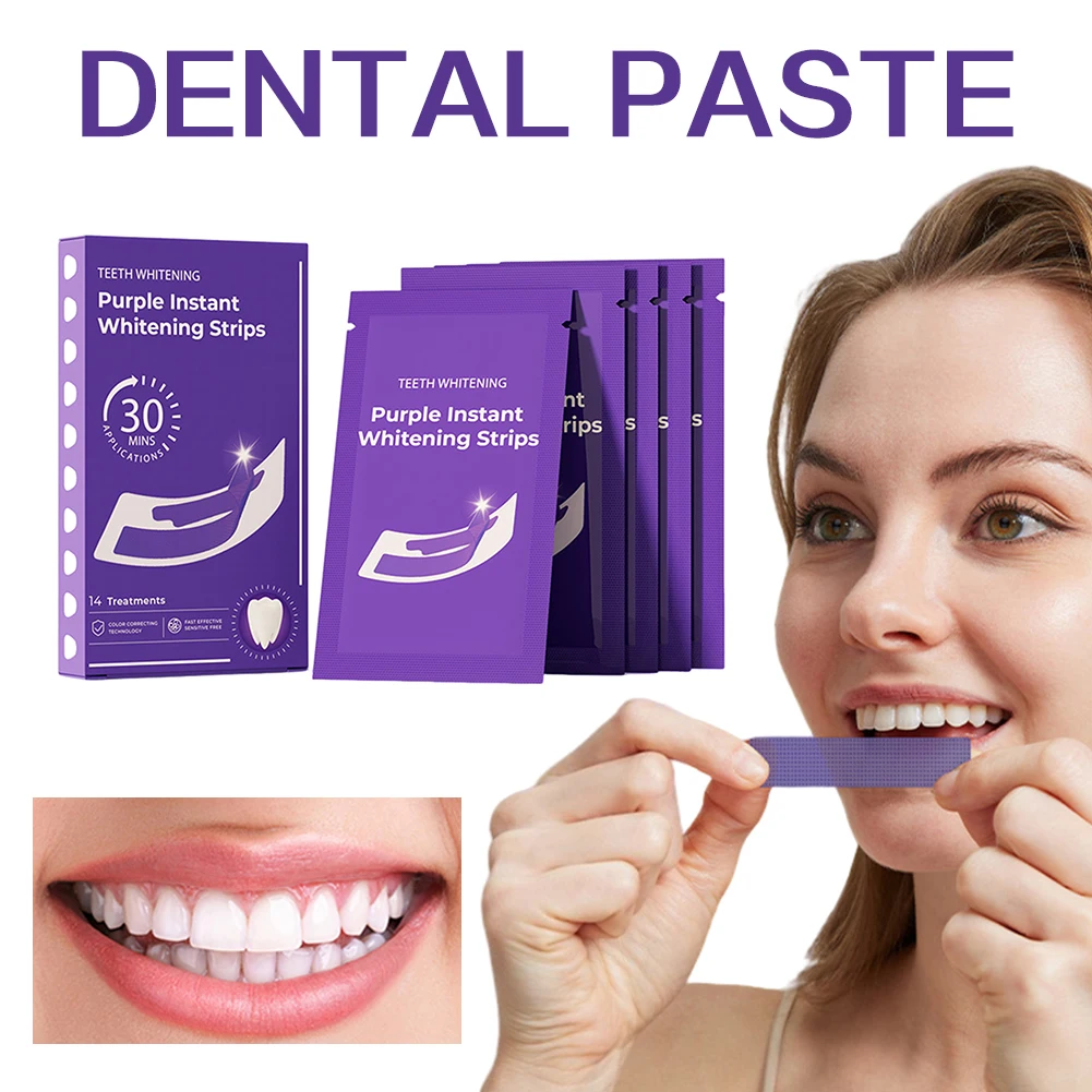 

Purple Teeth Whitening Strip Brighten Tooth Remove Plaque Stain Cleaning Oral Hygiene Reduce Sensitivity Fresh Breath Tooth Care