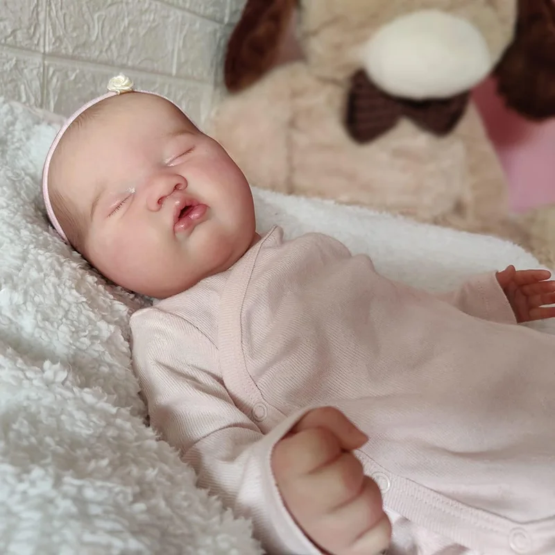 49cm já acabado boneca reborn dormindo ashia corpo macio realista bebê recém-nascido crianças brinquedos 3d pintado pele com veias visíveis