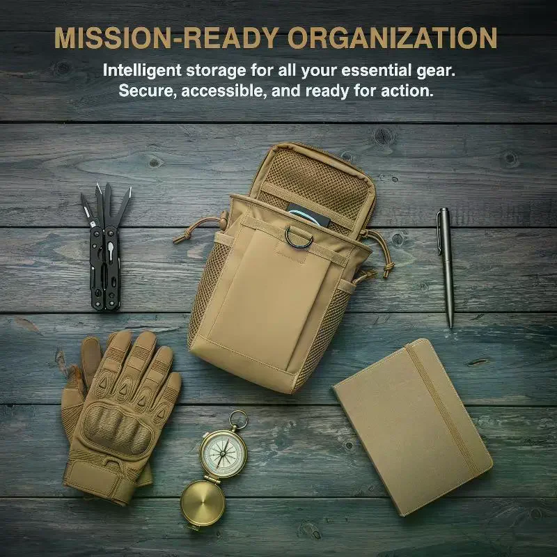 Portable Molle Drawstring Pouch for Magazine Dump Suitable for Hiking Adventures