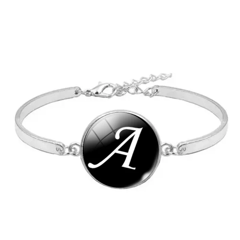 New 26 Letter A-Z Time Glass Alloy Bracelet Charm Personality ID Name Friendship Pulseras Boys and Girls Fashion Jewelry Gift