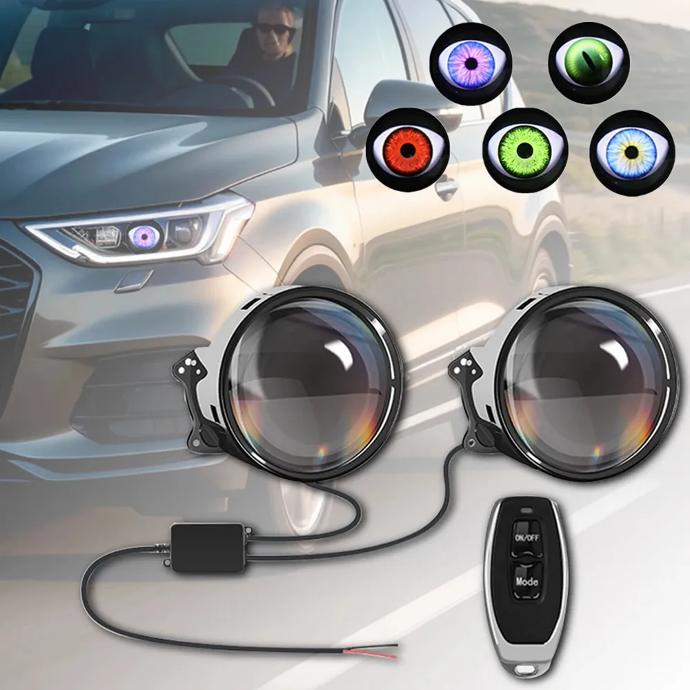 Headlight Dynamic Devil Eye Car Lights LED Decorative Lens Headlight Retrofit Car LED Eye Lights Devil Eyes Car Fog Lights