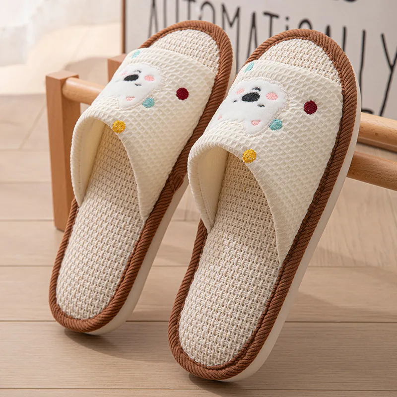 Womens Linen Slippers Breathable Anti Slip Indoor Cotton Summer Comfortable Couple Shoes image 6