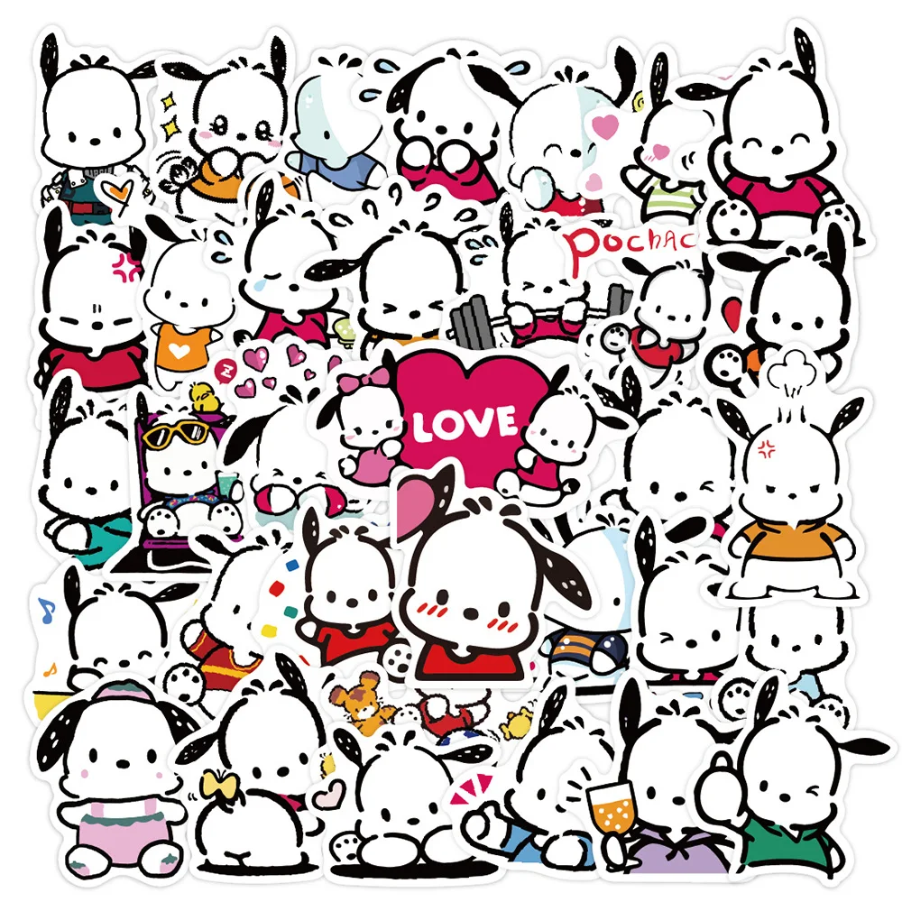 10/30/50pcs Cute Cartoon Sanrio Pochacco Graffiti Stickers Decals Fridge Laptop Phone Kawaii Decoration Sticker Kids Toy Gift