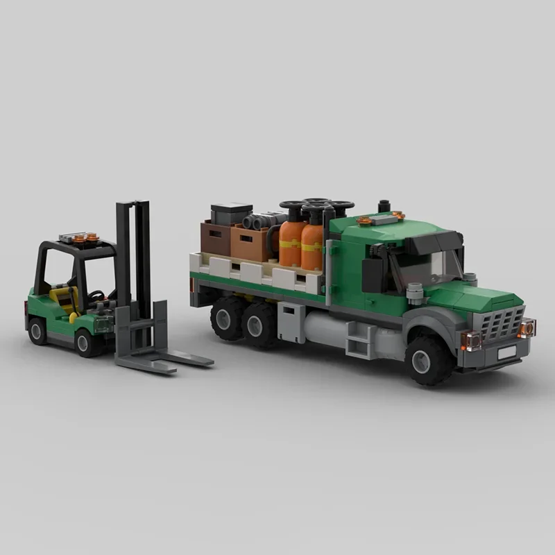 347 pièces MOC Cargo camion à plat chariot élévateur modèle jouet de construction blocs Architecture cadeaux de noël assembler bricolage éducation anniversaire