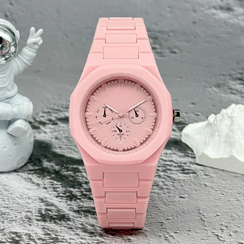 Fashion Imitation Three-eyes Dial Men Quartz Watch Casual Plastic Band Ladies Wristwatches Reloj Mujer Dropshipping Gifts