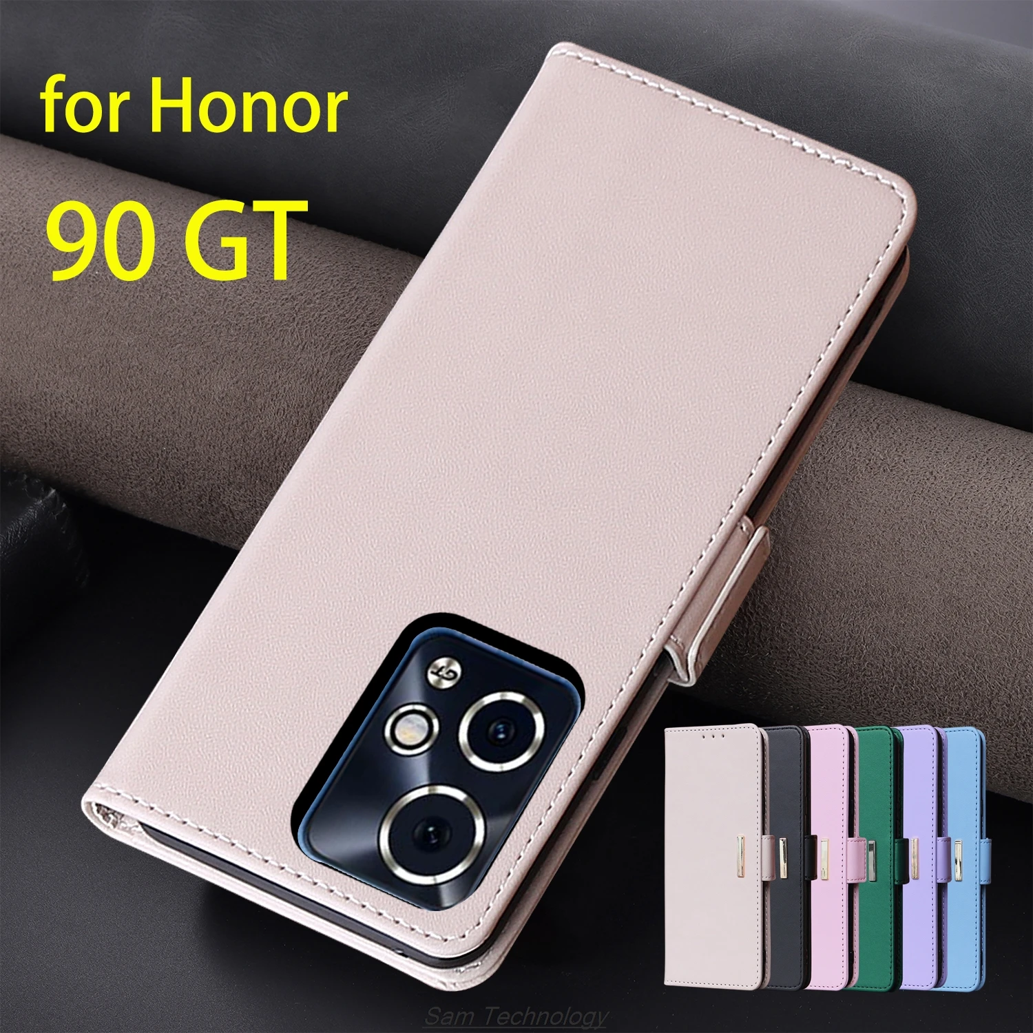 Magnetic buckle Leather Case for Huawei Honor 90 GT 90GT Wallet RFID BLOCKING Flip Cover female Simple Capa Fundas Coque