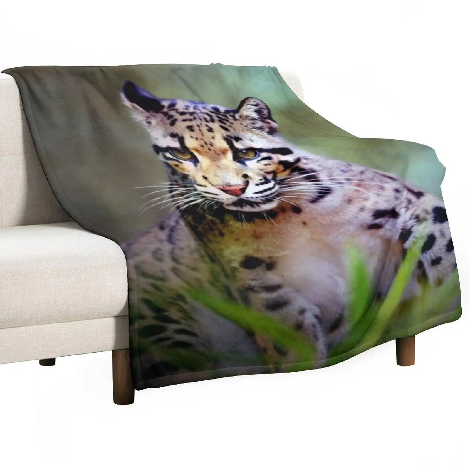 

Clouded Leopard Cub Throw Blanket Personalized Gift Summer Beddings Blankets