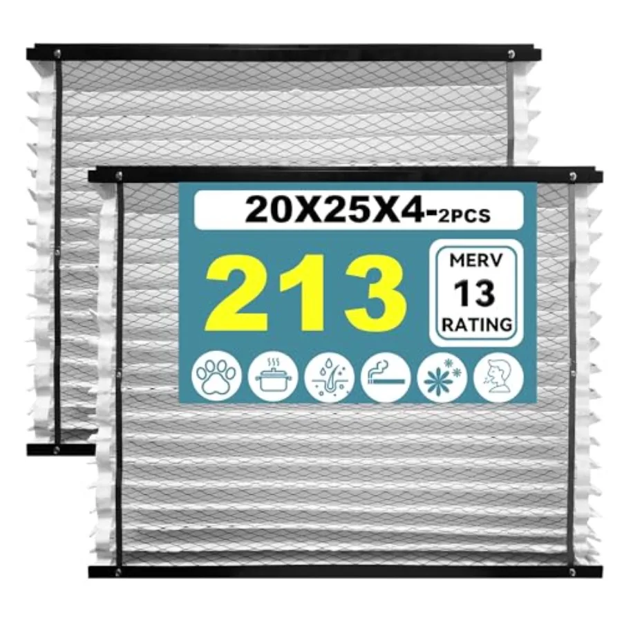 

2 Pack 213 Replacement Air Filter Compatible with April-aire Air Purifiers 1210 1620 2210 2216 3210 20x25x4 MERV-13 HVAC AC Fur