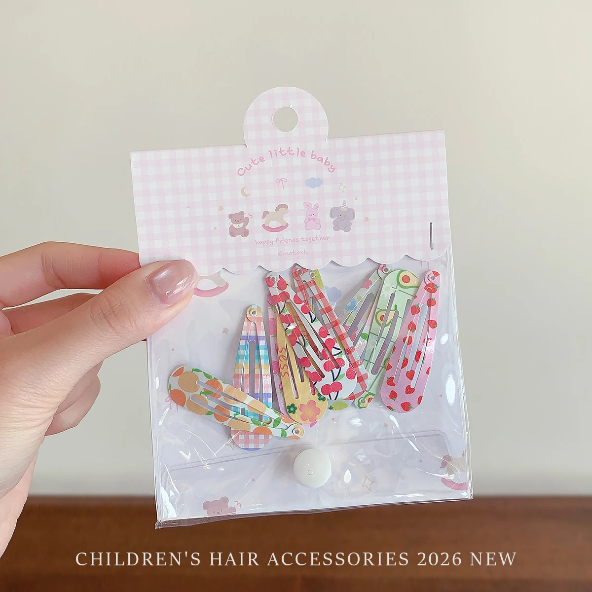10Pcs/Set Cute Floral Fruit Plaid Snap Hair Clips for Toddler Girls No Hurt Hair Wavy Edge Barrettes Baby Kids Bangs Hair Acce view 6