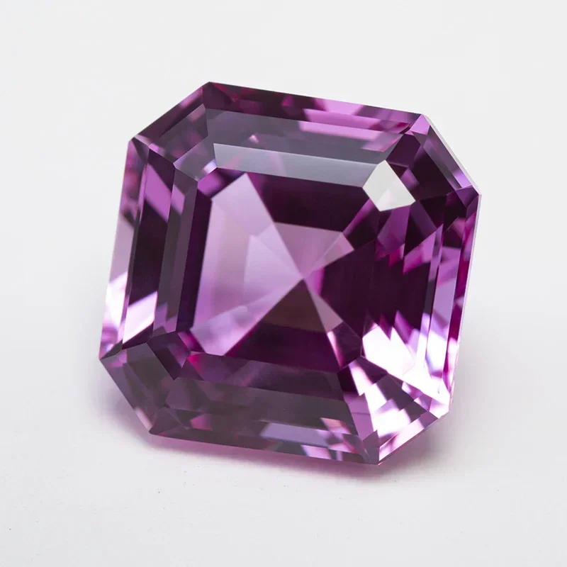 Top Lab Grown Sapphire Square Pink Asscher Cut VVS1 Gemstone Charms DIY ForJewelry Making Materials Selectable AGL Certificate