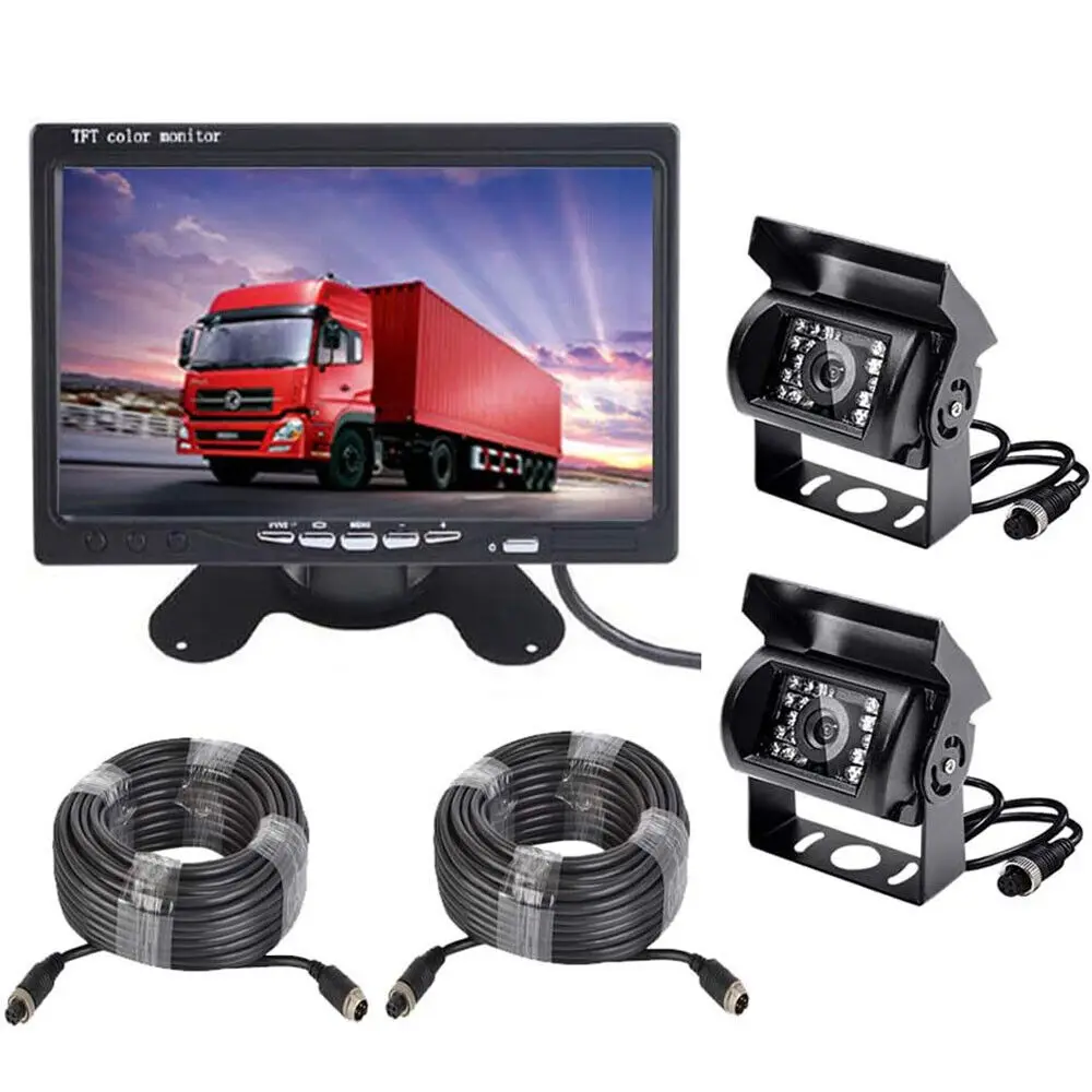 

7" Monitor Truck Bus Van Rear View Kit With18 LED IR Night Vision Reverse Camera