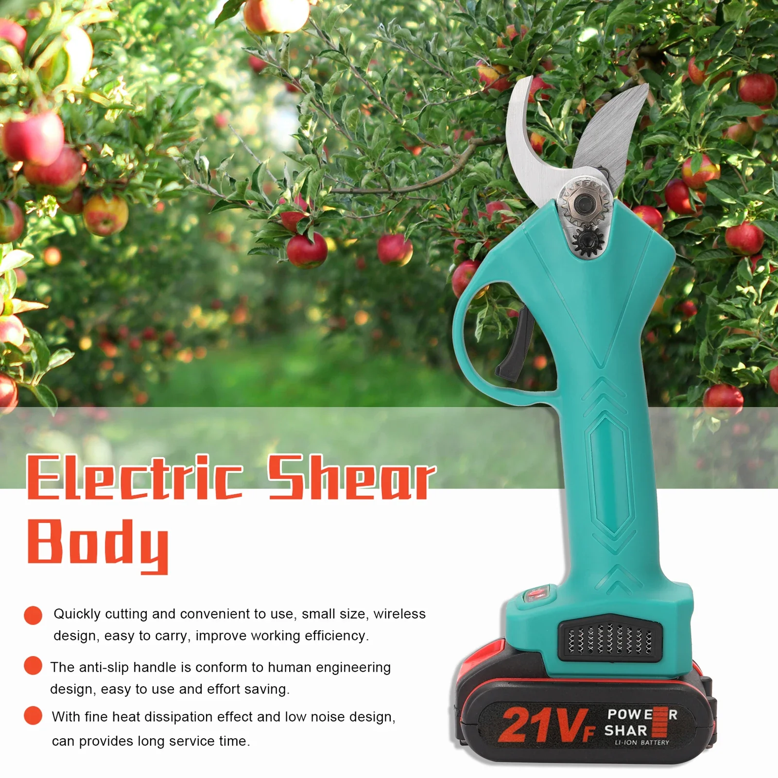 21V Cordless Electric Pruner Pruning Shear Efficient Fruit Tree Bonsai Pruning Branches Cutter Landscaping Tool Garden Pruner