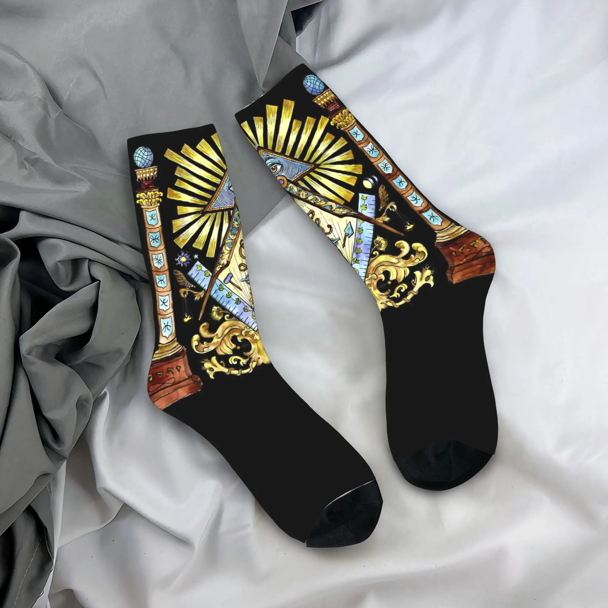 Freemason Masonic Symbols- May The Light Inside You Be The Light Around You  Socks Stockings Autumn Anti-Slip Women Men Socks