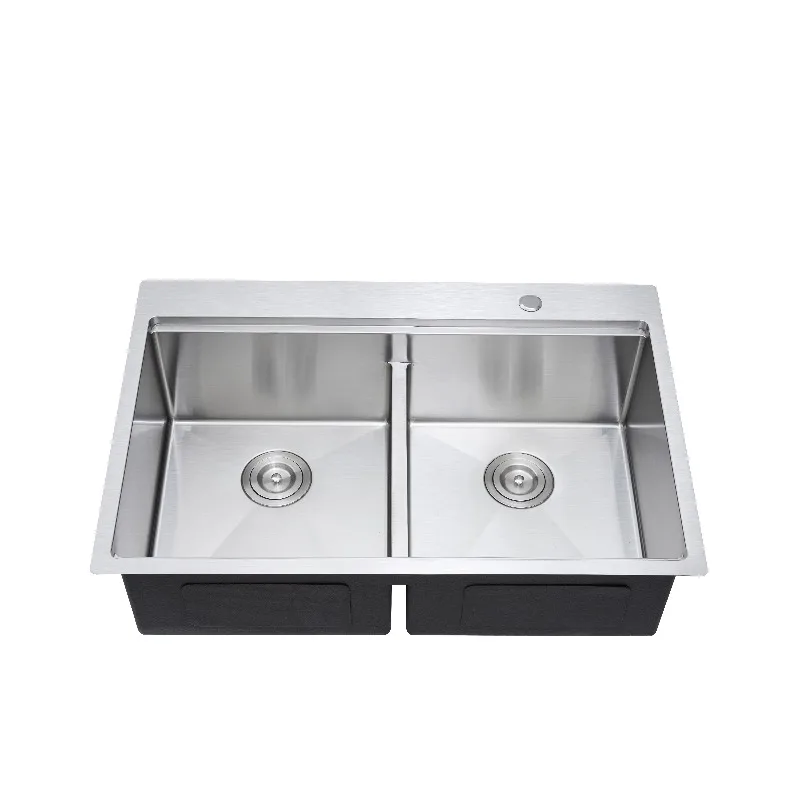 STLF 304 Stainless Steel Double Bowl Kitchen Sink Black with Drain Rack Modern Anti-Scratch Washing Basin for Home Kitchen Use