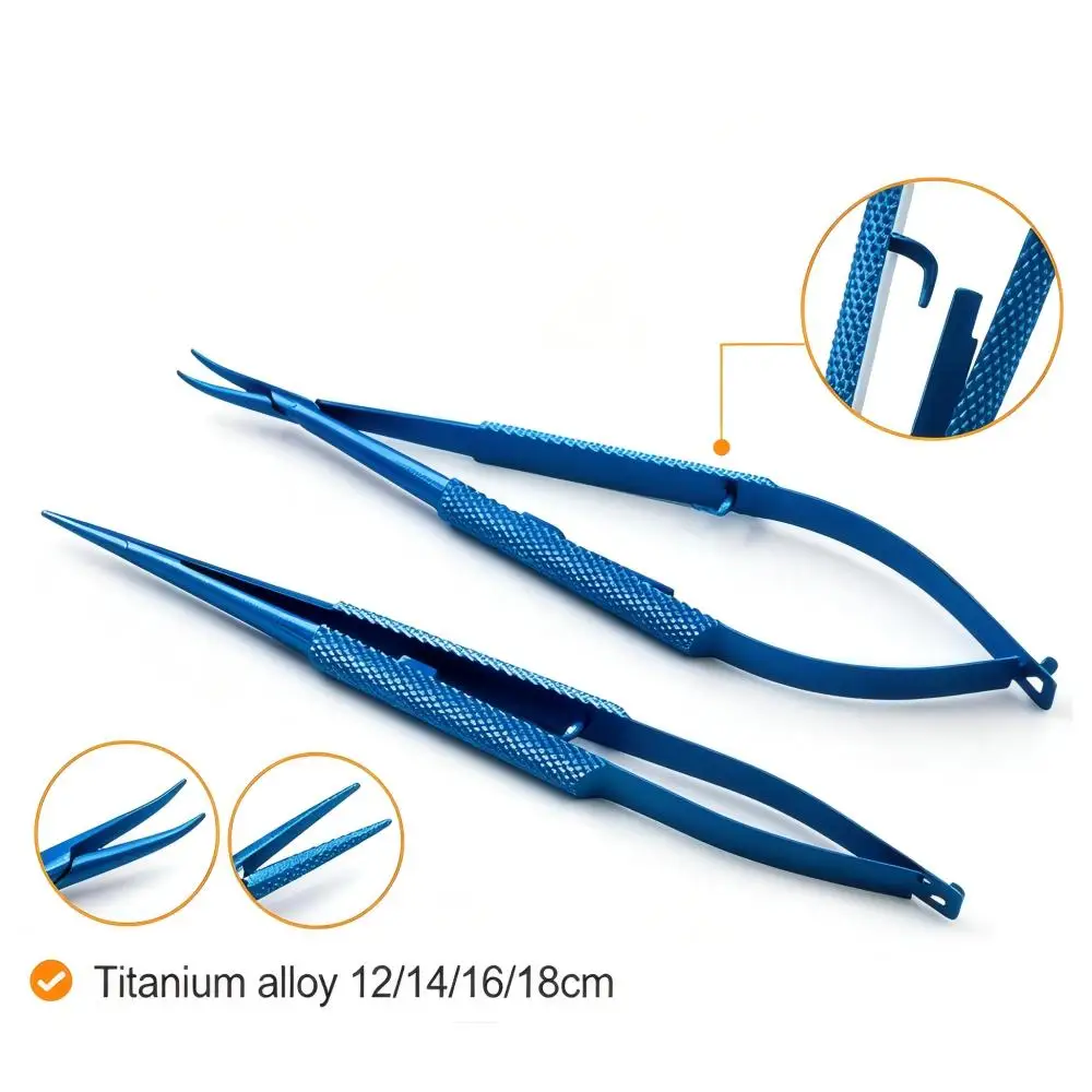 

1Pc Titanium Castroviejo Needle Holder Straight/Curved Round Handle Lock Design 12-18cm Dental Oral Surgery Tools