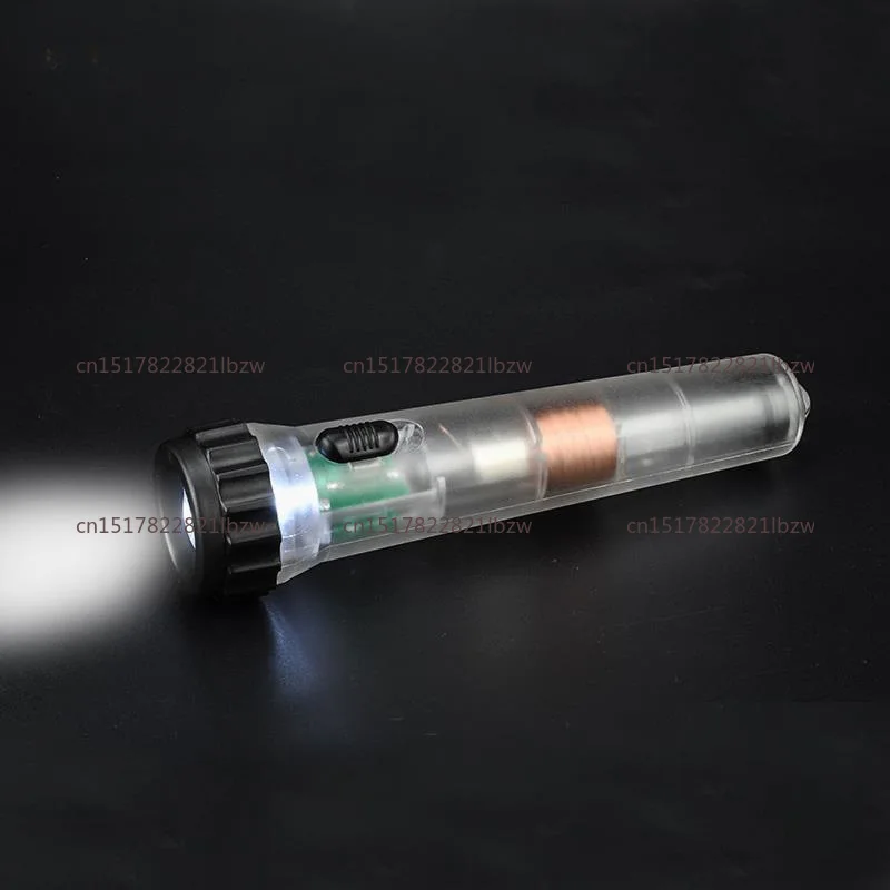 Flashlight Hand-cranked Shaking Charging Flashlight Strong Magnet Self-generated Transparent Emergency Fluorescent Flashlight