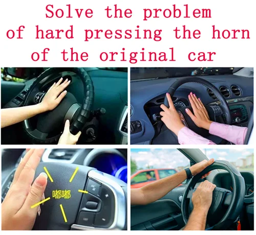 Imagen 2 del producto Botón de bocina inalámbrico para volante, 12V, negro, Universal + caja receptora, Kit de botones de bocina, interruptor de botón Universal para camión