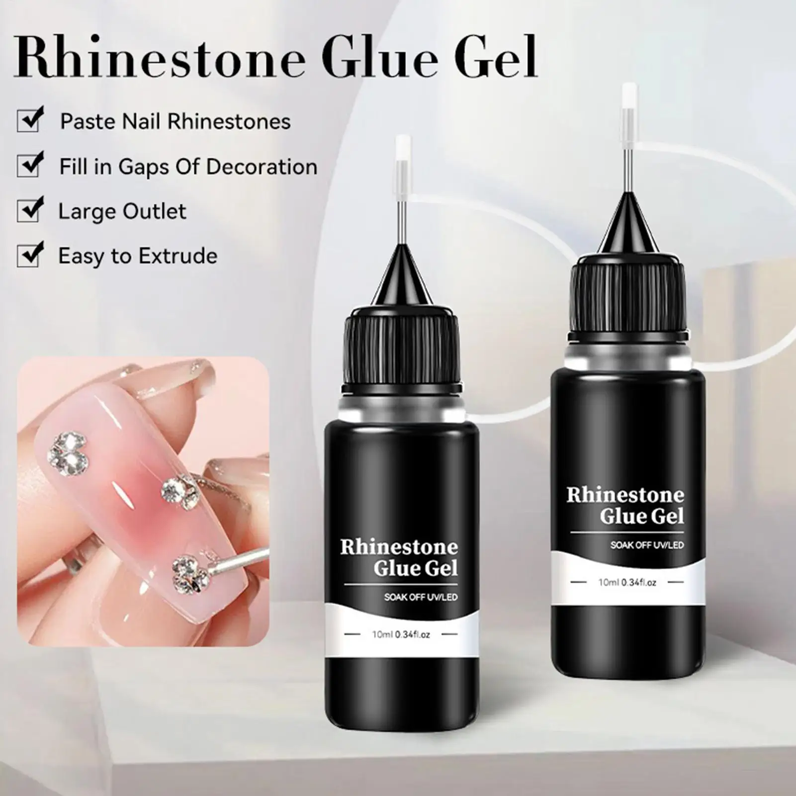 10ml Rhinestone Glue Quick Drying Nail Jewel Glue Strong Adhesive Nail Charm Decoration Glue Nails Super Strong Gel Nail Glue