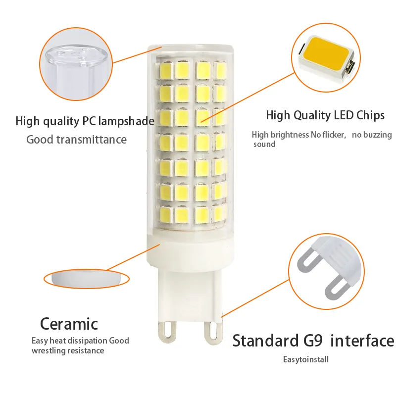 Bombilla Led regulable de ahorro de energía, ac85-265v sin parpadeo, 9w, G4, G9