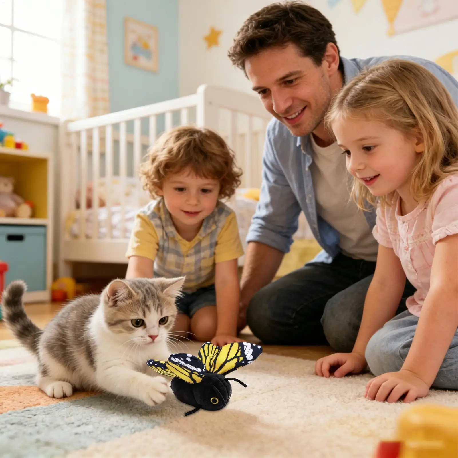 For Indoor Kittens Hanging Elastic String Butterfly Shape Cat Teaser Toy Large Size Interactive Swing Play Toy