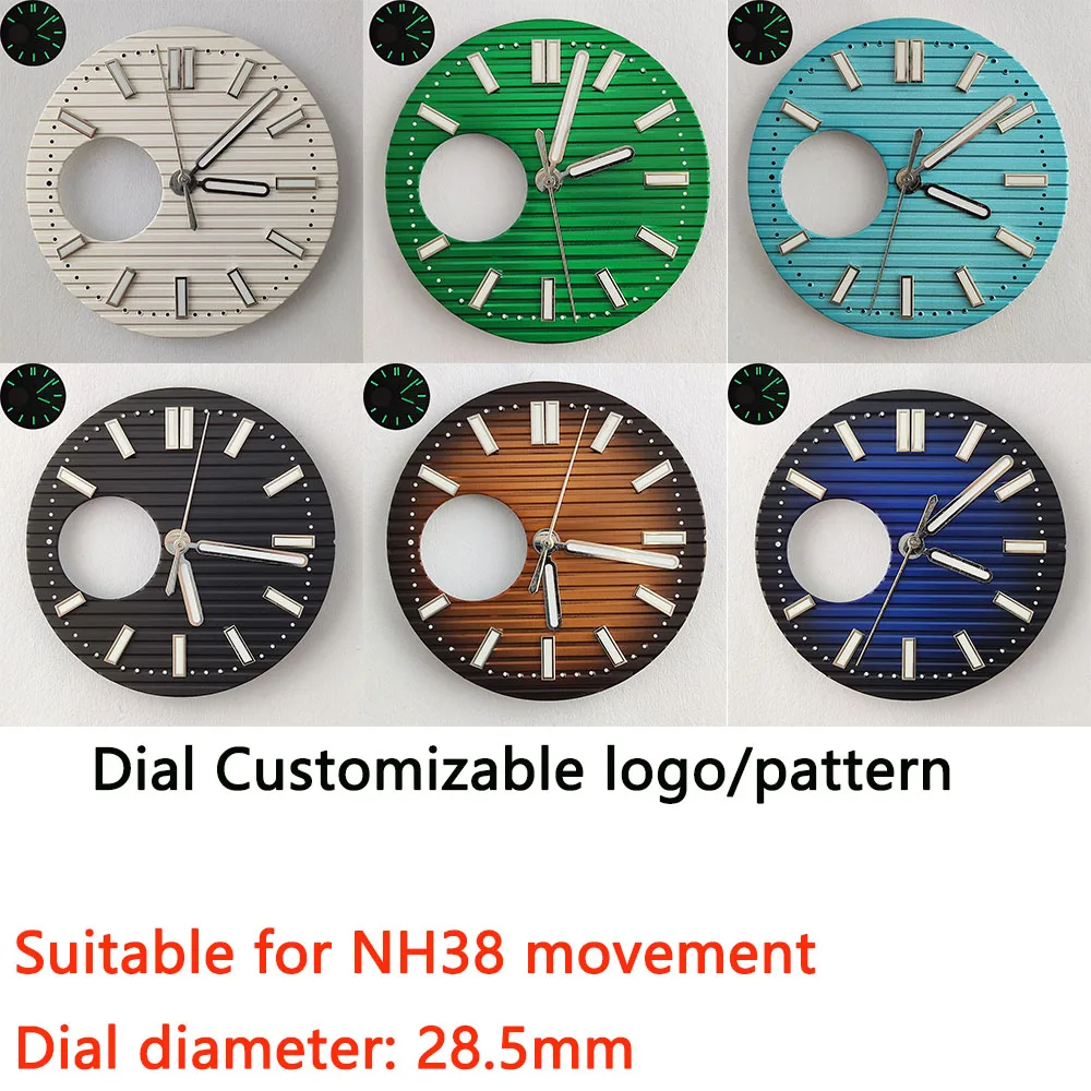 NH38 dial 29.5mm 9-point hollowed out green luminous dial NH35nh36 pointer suitable for NH38 movement watch dial pointer