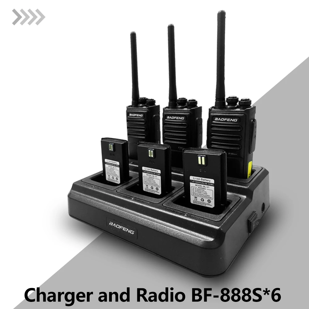 6pc Baofeng BF-888S PLUS Walkie Talkie Tweeweg Radio BF 888s USB Lader UHF 400-470 MHz 16CH Lange Afstand Transceiver