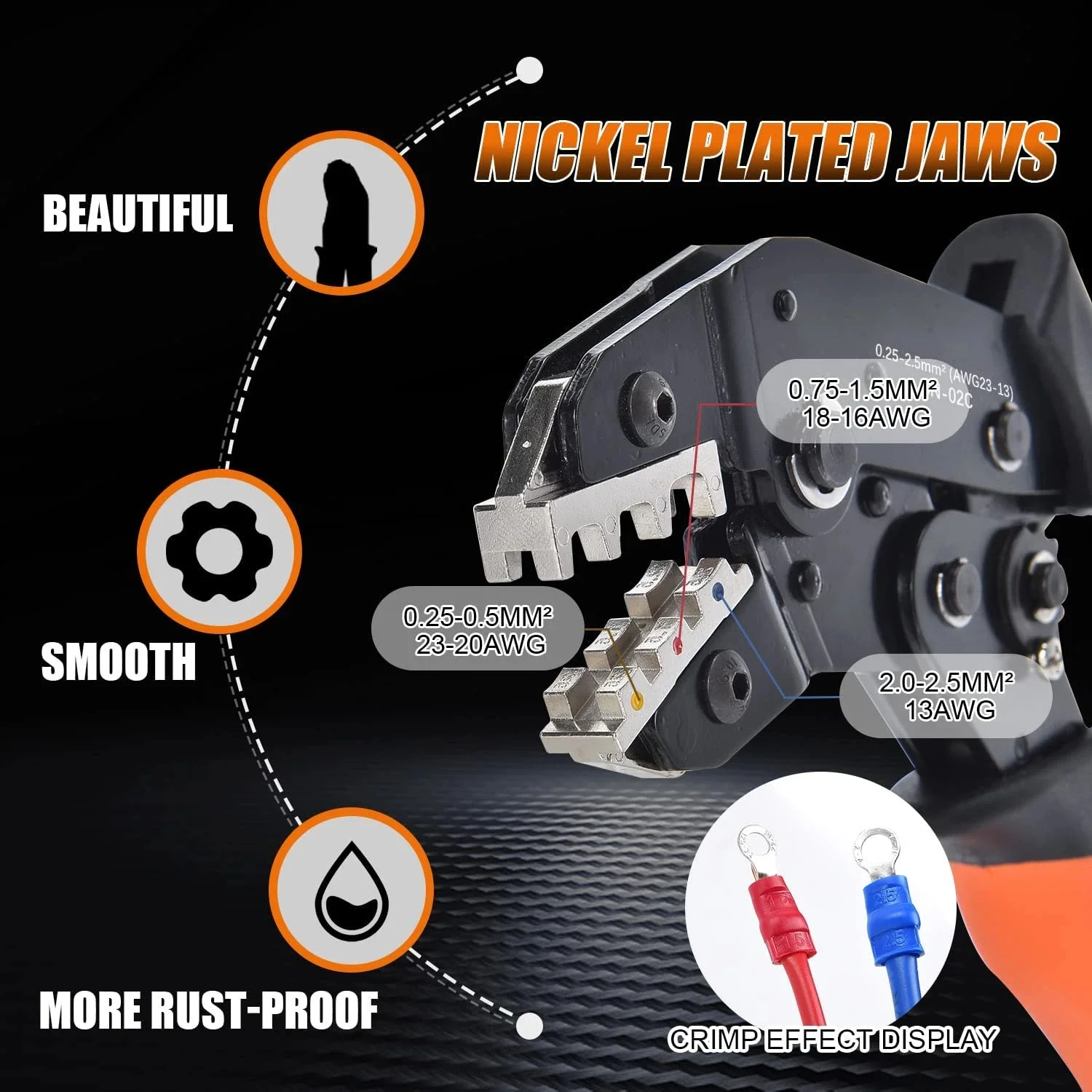 SN-02C Wire Crimping Tool Set Insulated Wire Electrical Connectors Crimp-Butt,Ring,Spade,Terminals Cable Lugs Assortment Kit