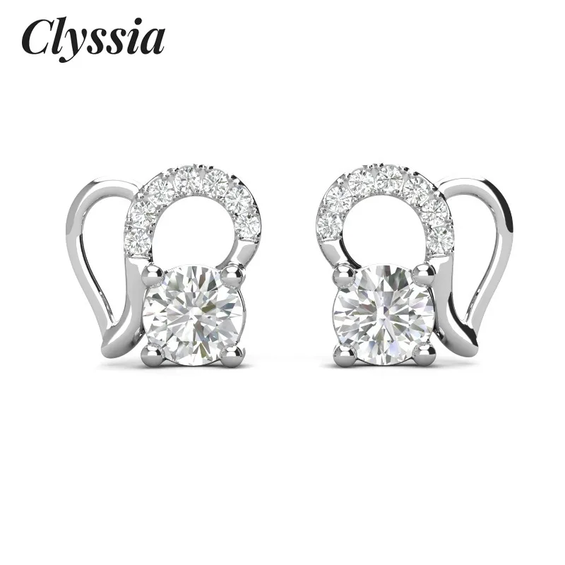 

CLYSSIA 5,0 мм муассанит стерлингового серебра 925 пробы серьги-гвоздики в форме сердца из белого золота 18 карат вневременной элегантности свадебный подарок для женщин