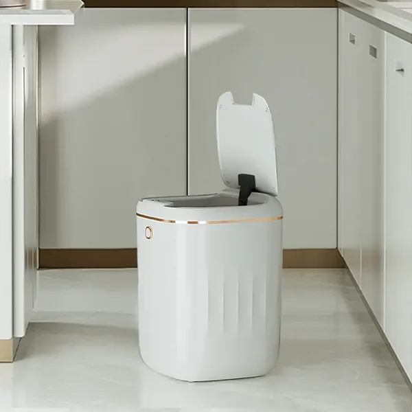 Automatic TouchlMotion Sensor Trash Can White Smart Garbage Can for Bathroom Kitchen
