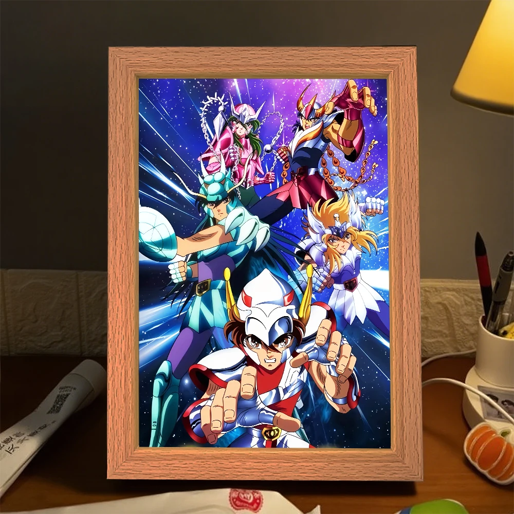 

Saint Seiya аниме светодиодный ночник трехцветная фоторамка декор для спальни Рождественский подарок лунный свет